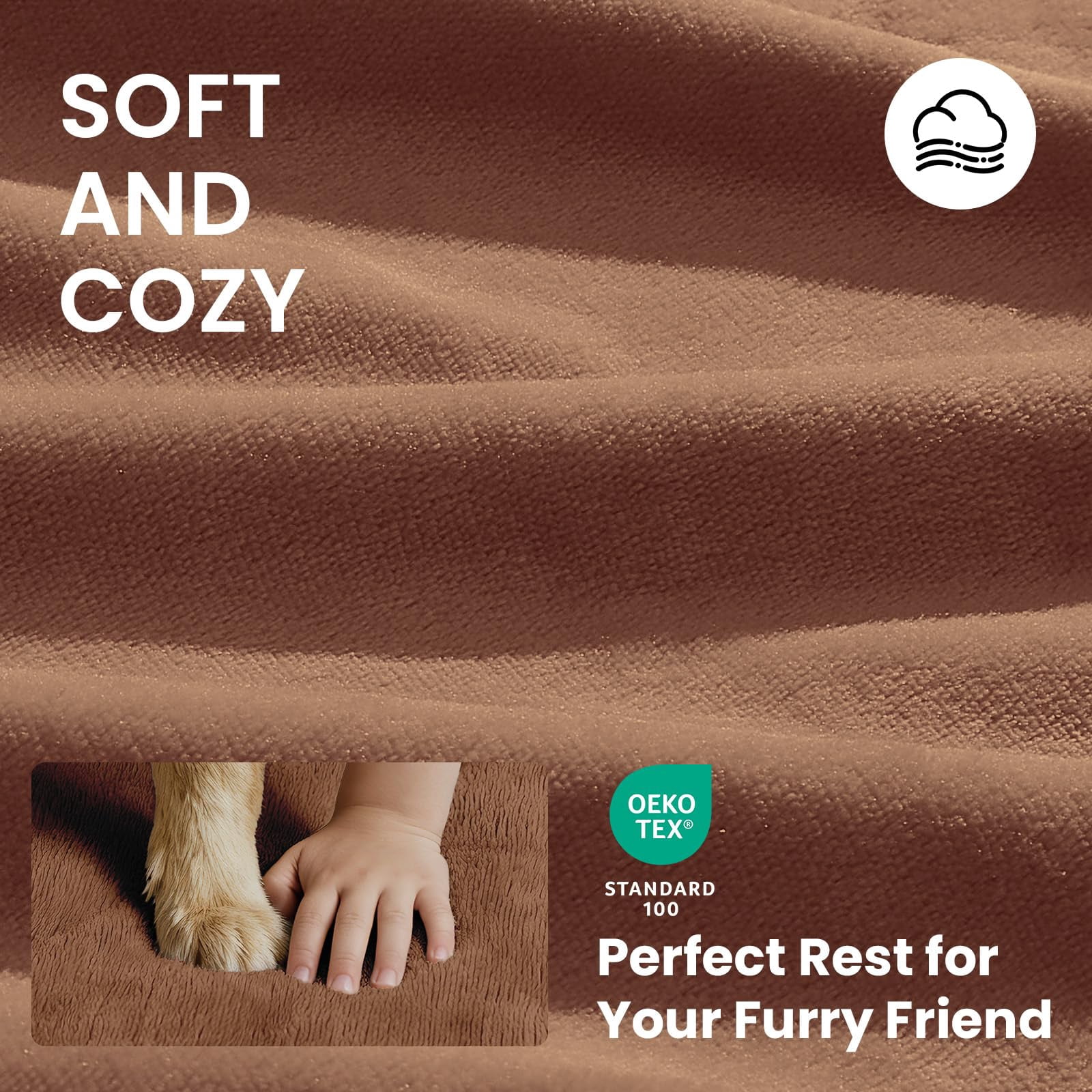 Waterproof Dog Bed For Large Dogs  Machine-washable Removable Cover In Easy-clean Fabric High Density Foam & Easy-carry Handle Suitable Crate 41 Inch (brown)