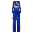 thumbnail image 1 of Linjinx Womens Liturgical Dance Costume Metallic Shiny Patchwork Irregular Dress with Wide-Leg Pants Blue M, 1 of 7