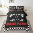 thumbnail image 2 of Feelyou Modern Automobile Teens Twin Bedding Sets 7-Piece, Black White Checkered Flag Bedding Comforter Set, Racing Car Reversible Sheet Sets, Luxury Bedroom Decor, 2 of 8