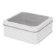 thumbnail image 1 of Lata de metal con tapa transparente para galletas, dulces, manualidades, organizador de almacenamiento, caja de hojalata, caja de almacenamiento de metal con tapa abatible para bocadillos y dulces, 1 of 8