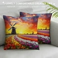 thumbnail image 3 of Chilfamy Windmill Flowers Sunset Pillow Covers for Couch Sofa Indoor Outdoor Aesthetic Decorative Soft and Durable 1PC 18x18in, 3 of 5