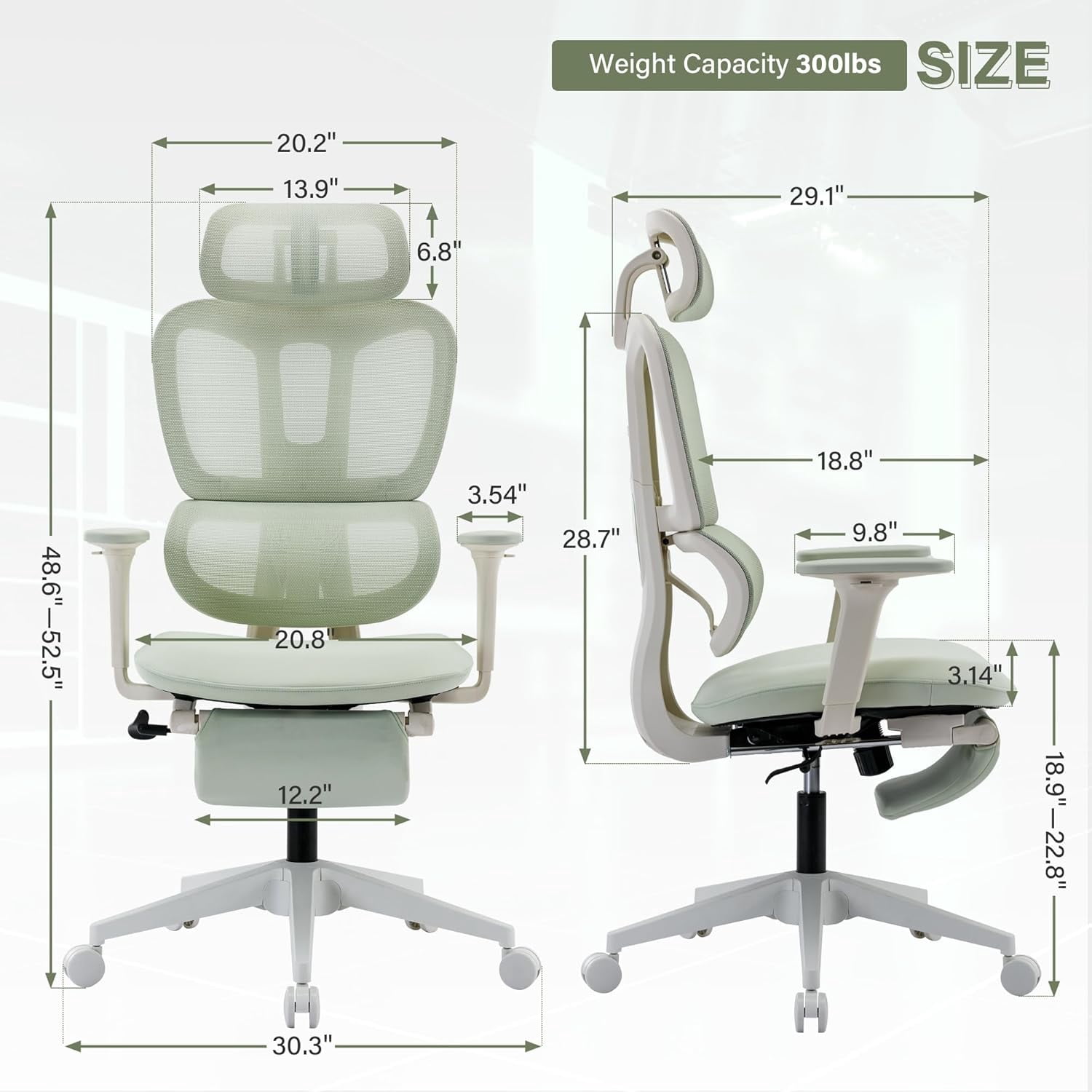 Ergonomic High Back Mesh Office Chair with Retractable Footrest, 2D Headrest & 4D Armrest, 90°-135° Reclining Sponge Cushion Computer Desk Chair