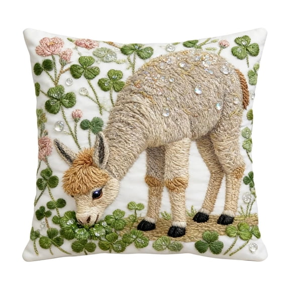 Elainilye Embroidered Pillow Cover 18x18 Inch, Decorative Throw Pillowcase Single or Double Sided Print for Sofa, Bed, Living Room & Home Decor