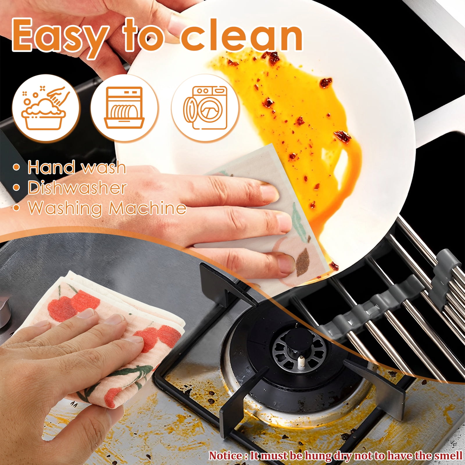 Keyohome 20Pcs Dishcloths for Kitchen,Reusable Kitchen Dish Towels,Absorbent Swedish Dishcloths,Kitchen Wash Rag,7.7 x 6.7inch