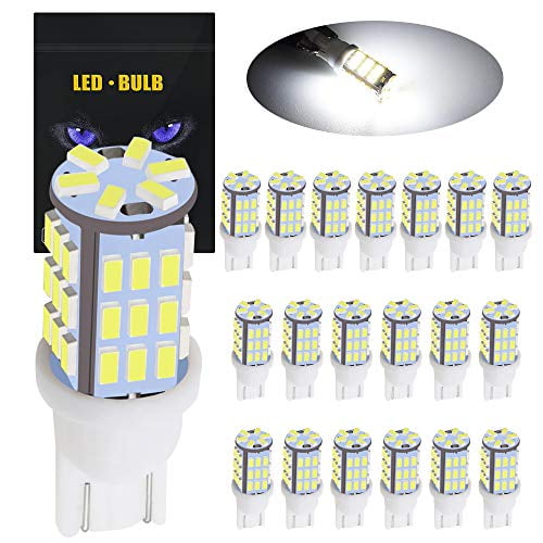20pcs Super Bright RV Trailer 921 194 T10 3014 42-SMD 12V Car Backup Reverse LED Bulbs Width LED Lights 6000K Xenon White.(Xenon White)