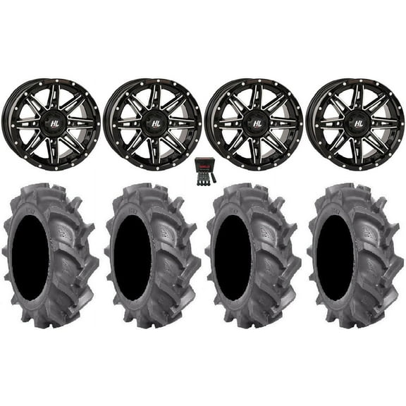 High Lifter HL22 14" Wheels Machined 28" BKT AT 171 Tires Can-Am Commander Maverick Renegade Outlander Defender