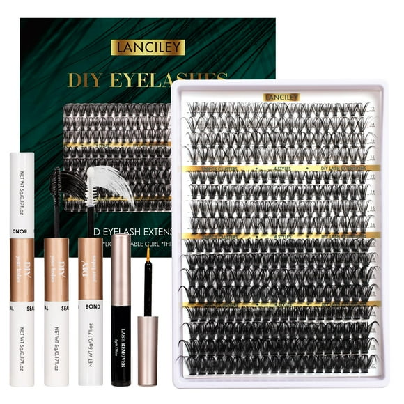 Kit de extensiones de pestañas Lanciley 320 piezas, volumen intenso, curva D