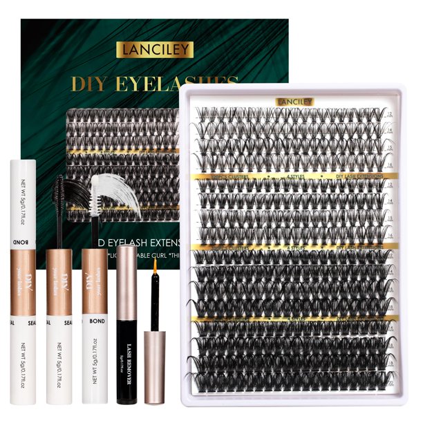 Kit de extensiones de pestañas Lanciley 320 piezas, volumen intenso, curva D