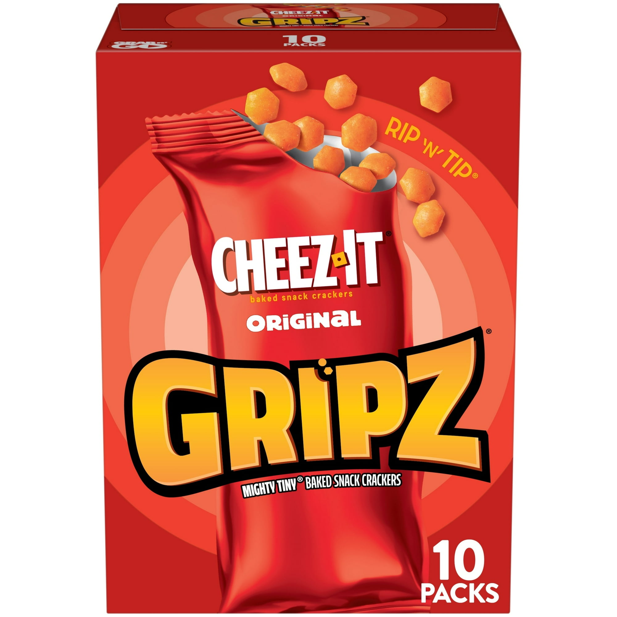 Cheez-It Gripz Original Baked Snack Crackers, Mini Crackers, 10 Count