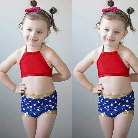 Iuhan Infant Kids Baby Girls Swimwear Star Straps Swimsuit Bathing Bikini Set Beach