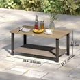 thumbnail image 3 of Outsunny Table Basse d'Extérieur avec Tablette, Dessus en Métal Effet Bois, Brun, 3 of 10