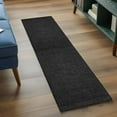 thumbnail image 4 of Black 2x6 Kitchen Runner Rug, Farmhouse Burlap Solid Black Color Modern Linen Texture Non-Skid Rubber Backing Large Rectangle Rugs - Living Room Bedroom Home Office, Indoor Floor Carpets Washable Rug, 4 of 9