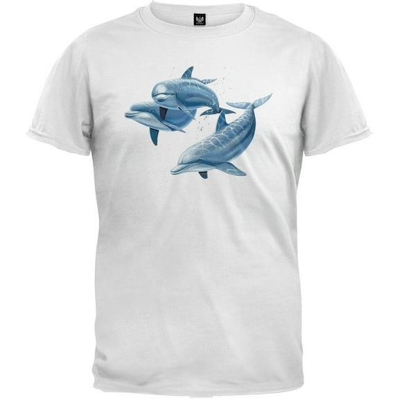 Three Dolphins White T-Shirt - 2X-Large
