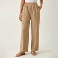 thumbnail image 3 of fatyb Womens Straight Leg Pants Elastic Waist Casual Long Pants Lightweight Plain Trousers with Pockets, 3 of 6