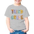 thumbnail image 3 of Glisme Big Girls Back To School T-Shirt Letter Print Short Sleeve Crew Neck Fall Casual Girls Tees Size 9-10 Years Grey, 3 of 7