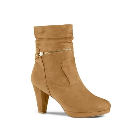 

Allegra K Women s Ankle Zip Platform High Block Heel Boots