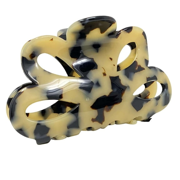 French Amie Flower Bloom 3" Handmade Celluloid No Slip Grip Hair Claw Clip