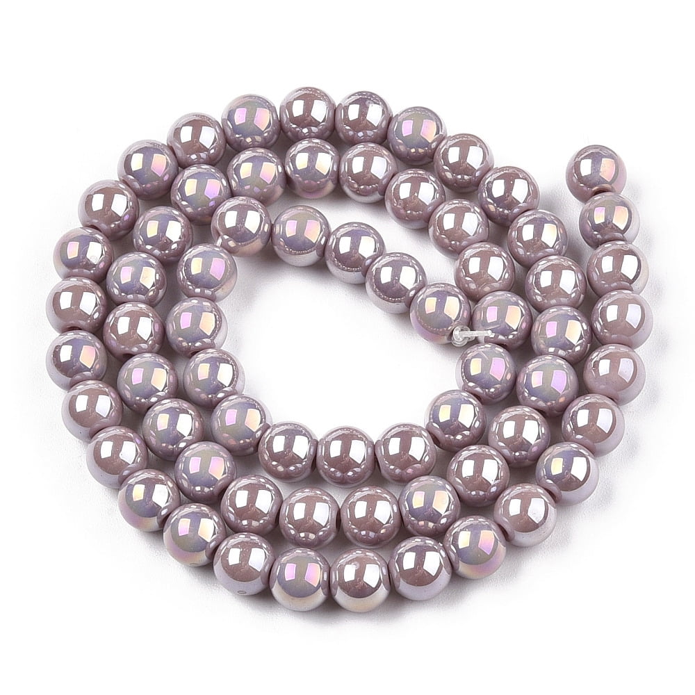 20Strand Electroplate Opaque Glass Beads Strands AB Color Plated Round Rosy Brown 6~6.5mm Hole: 1.4mm about 67~70pcs/strand 14.76 inch~15.16 inch(37.5~38.5cm)