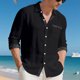thumbnail image 5 of Blusa y camisa de manga larga con cuello vuelto para hombre, color liso, informal, a la moda, con bolsillos, manga larga, botones, cárdigan, abrigo, blusa de poliéster para hombre, 5 of 9