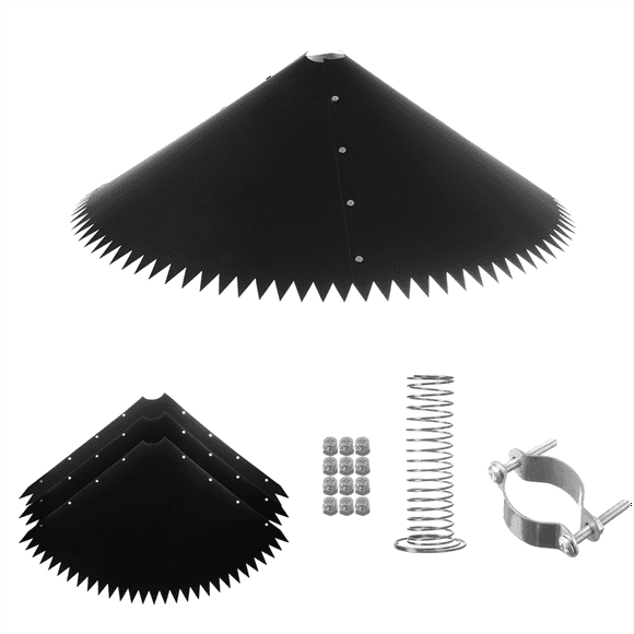Squirrel Baffle for Bird Feeder Pole,3-Piece Spring Pole Mount Stopper&Bird Baffle for Outdoor Pole Mount-19inch,1set x Squirrel Baffle