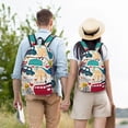 thumbnail image 4 of Disketp London Symbols print Canvas Backpack Lightweight Travel Daypack Student Rucksack Laptop Backpack-Small, 4 of 5