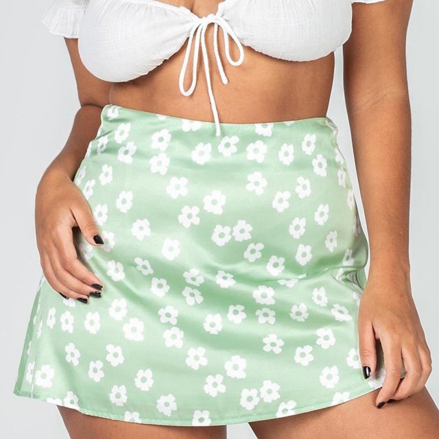 Falda Cruzada a la Cadera Falda casual estampada Falda mini de cintura alta Faldas cortas para mujer (Verde XL) Cgtredaw para Mujer Verde T L