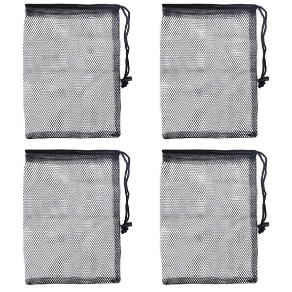 FELTECHELECTR 4Pcs Drawstring Bags Mesh Bag for Balls Nylon .8x7.9x0.2in