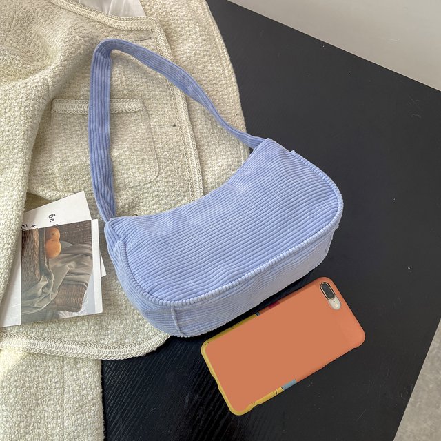 Bolso Moda mujer Casual Pana Color sólido pequeño hombro axila monedero