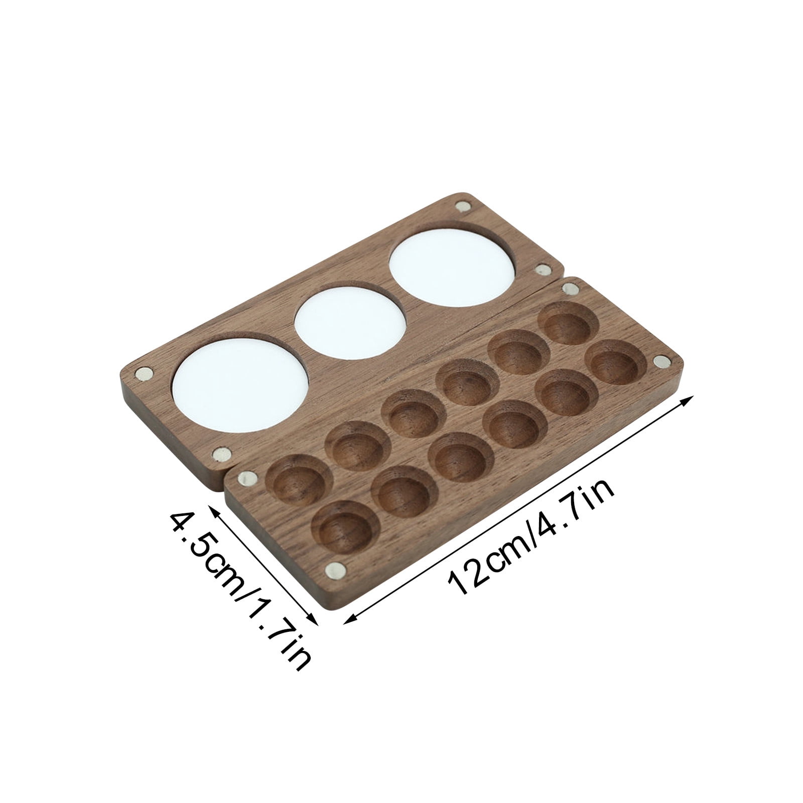 Fufafayo 4Pcs Portable Walnut Watercolor Palette, Wooden Travel Art Box, Children'sWatercolor Color Mixing Box, Artist Pigment Organizer for Painting Sketching Outdoor