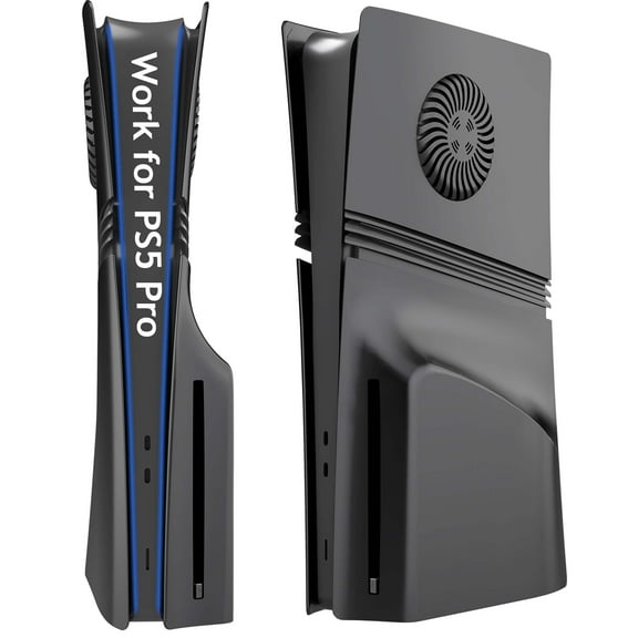 Faceplates for PS5 Pro Disc Console Cover Plate Replacement with Cooling Vents & Dust Filter, (Disc Edition, Black)