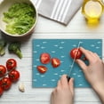 thumbnail image 4 of Cartoon Airplane Cutting Board, Fun Play Theme Paper Airplane Routes as Heart Shapes and Stars, Decorative Tempered Glass Cutting and Serving Board, Small Size, Blue and White, by Ambesonne, 4 of 5