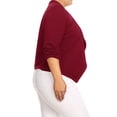 thumbnail image 3 of Moa Collection Women's Chic Plus Size Office Blazer – Rolled Up 3/4 Sleeves Open Front, 3 of 4