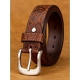 thumbnail image 4 of Catelles Premium Men's Genuine Leather Pin Buckle Camel Belt, Made of Top-Grain Cowhide, Durable and Fashionable Gift by Box&For waist 48 Width 1.5in(3.8cm), 4 of 7