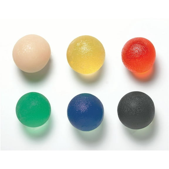 CanDo gel hand exercise bAll, smAll, 6 pc set (1 ea: tan through black)