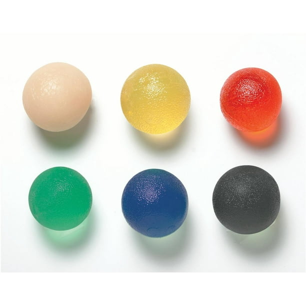 CanDo gel hand exercise ball, small, 6 pc set (1 ea tan through black
