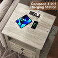 thumbnail image 5 of Farmhouse Nightstand with Charging Station, Bedside Table with Drawer, Nightstand with Storage Shelves, End Tables for Bedroom Living Room, Gray, 5 of 10
