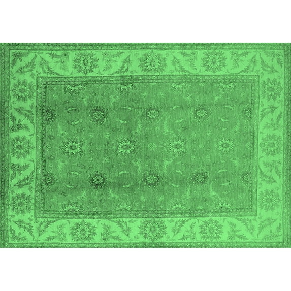Ahgly Company Indoor Rectangle Oriental Emerald Green Traditional Area Rugs, 2' x 4'