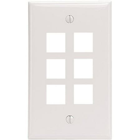 Leviton 41080-6wp 6-Port Quickport Wall Plate, White