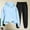 Light Blue1#, variant on Caywon Women's Fashion Casual Solid Color Hooded Sweatshirt with Pockets Cuffed Sweatpants 2-Piece Set (1 Top 1 Pants) Loose Fit Round Neck Long Sleeve for Daily Leisure