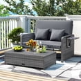 thumbnail image 2 of Gymax Patio Daybed Set Rattan Loveseat Sofa Set w/ Adjustable Backrest Gray Cushions, 2 of 10