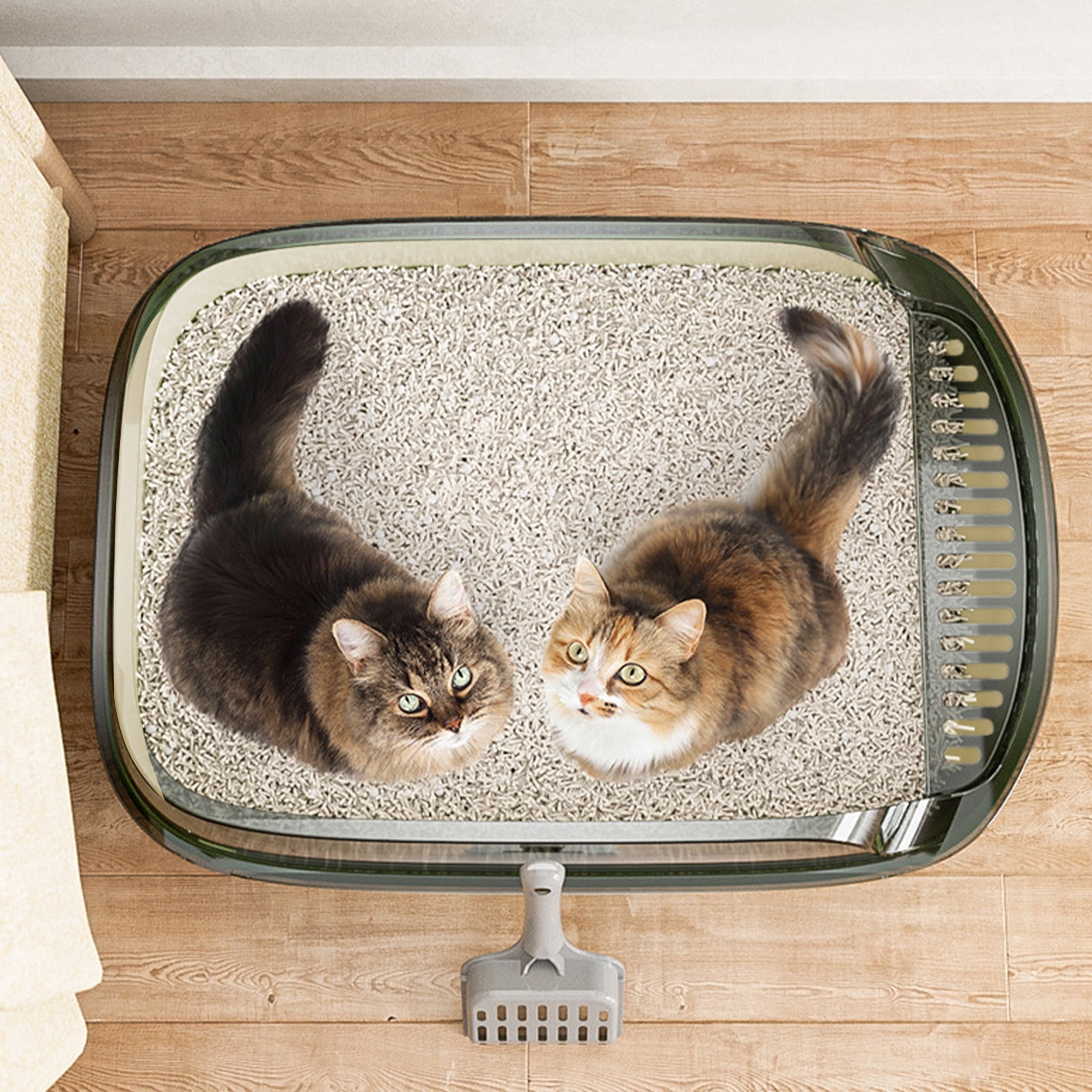 Linnome Oversized Cat Litter Pan Semi Closed High Fence – picture 8
