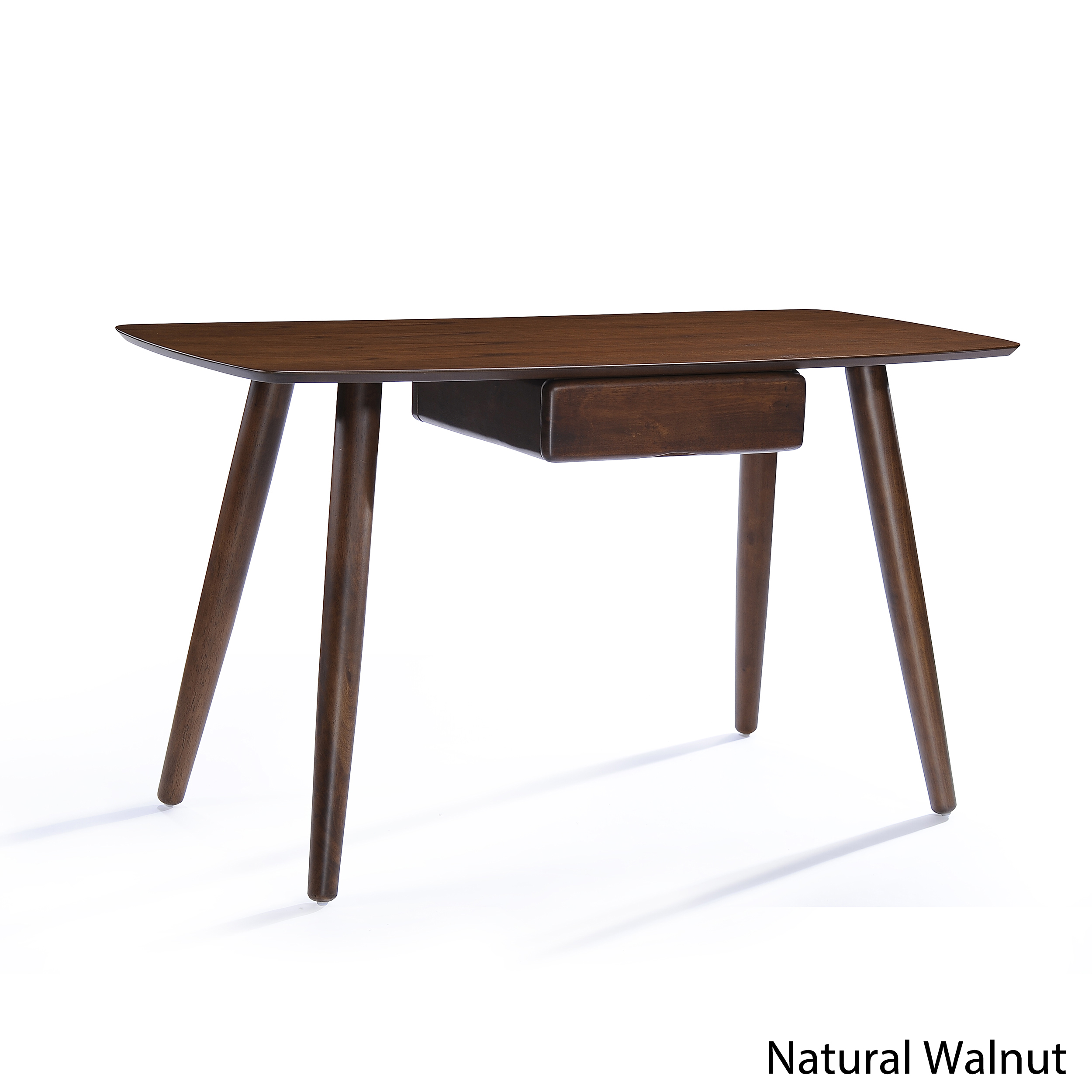 Noble House Liyat Faux Wood Overlay Study Table with Drawer, Natural Walnut
