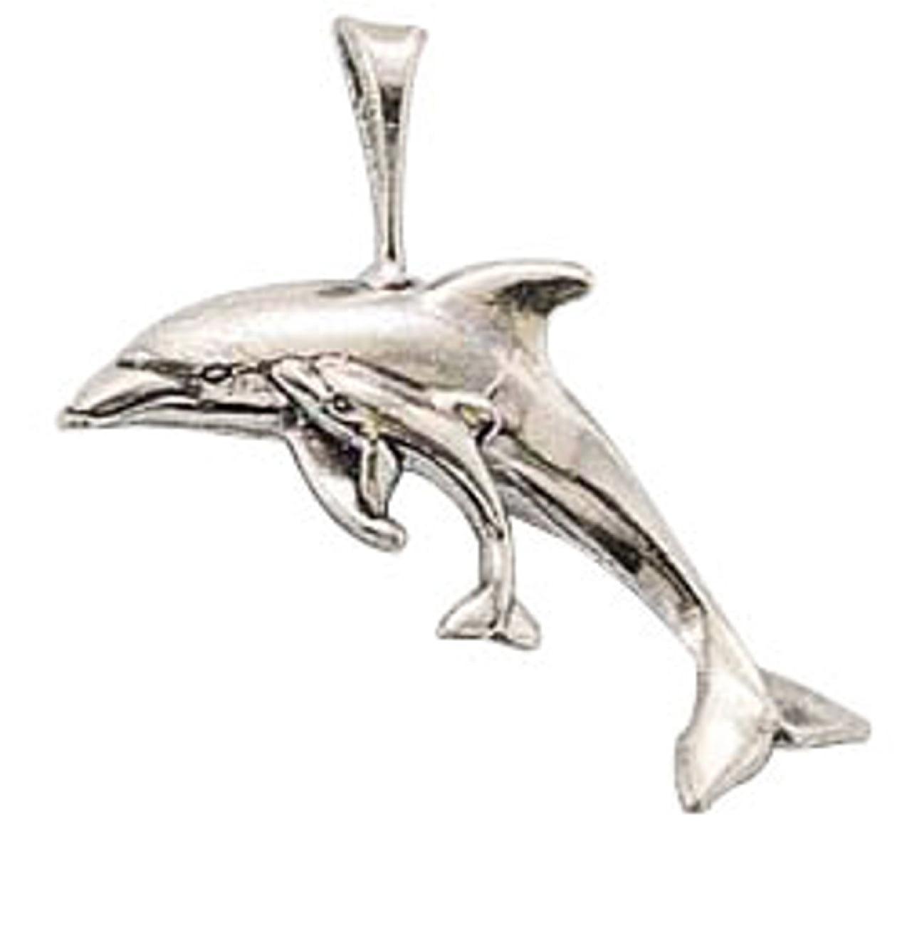 Sterling Silver Womens 1mm Box Chain Small Dolphin Pendant Necklace 