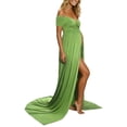 thumbnail image 3 of QHFBli Maternity Off Shoulder Long Sleeve Fitted Gown Maxi Chiffon Dress for Photo Shoot Baby Shower, 3 of 6