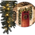 thumbnail image 4 of Lighted Christmas Garland Artificial Pine Garland ,Outdoor Christmas Garland, 2.7m Christmas Garland Fir Garland for Home Garden Holiday Wedding Party Stairs Fireplaces - gold, 4 of 7