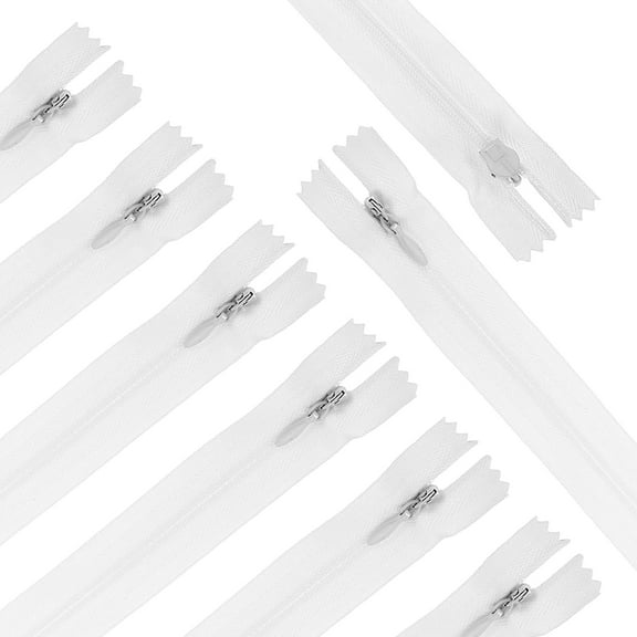 Uxcell 10Pack 20" Nylon Coil Zippers, #3 Closed End Jacket Zippers, White