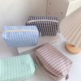 thumbnail image 5 of Portable Korean Travel Sundries Large Capacity Candy Color Plaid Makeup Bag Cosmetic Organizer Wash Bag Storage Pouch PINK, 5 of 8