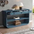thumbnail image 3 of Harper & Bright Designs Farmhouse Rectangular Console Table with Storage, Narrow Entryway Table with 3 Drawers and 2 Open Shelves, Curved Sofa Table with Solid Wood Base for Living Room, Blue, 3 of 14