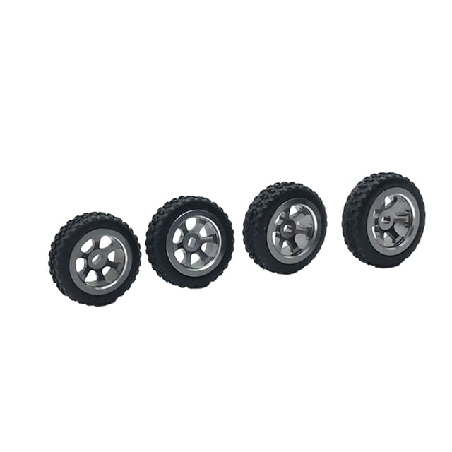 VONKY 4pcs RC Car Wheel Rim Tire Modification Parts For 1/28 Wltoys K969 RC Wheel Rim Tire RC Car Vehicle Titanium and silver 1Set