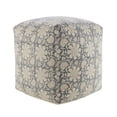 thumbnail image 2 of LR Home Medium Floral Indoor Square Pouf, Beige/Blue, 20" x 20" x 20", 2 of 8